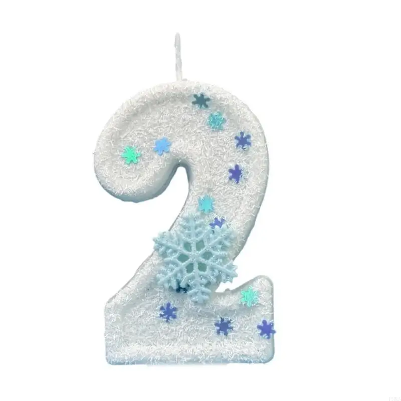 Creative Gift Winter Snowflake Themed Birthday Number Durable Paraffins Wax Perfect For Themed Celebration Decors