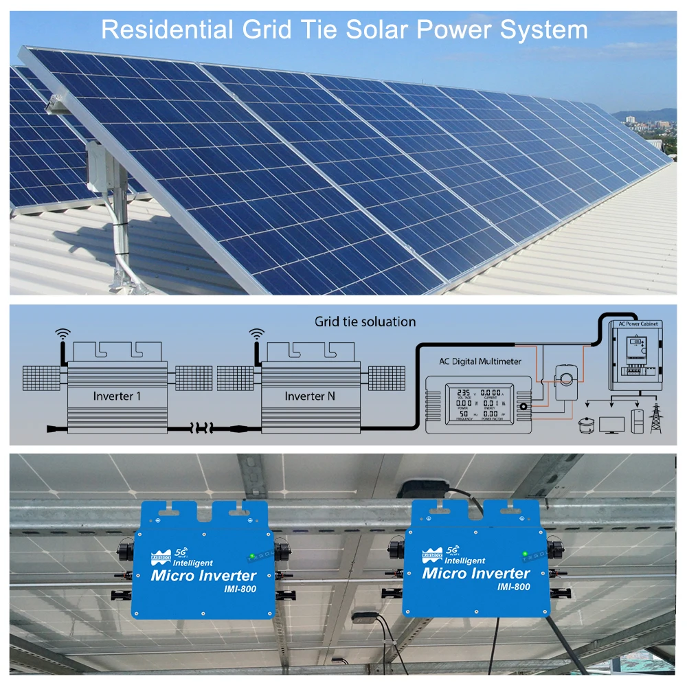 800W MPPT Solar Inverter WiFi 22-50VDC Input Smart Micro Inverter 120V 230VAC IP65 Residential For Solar Panel PV Power System