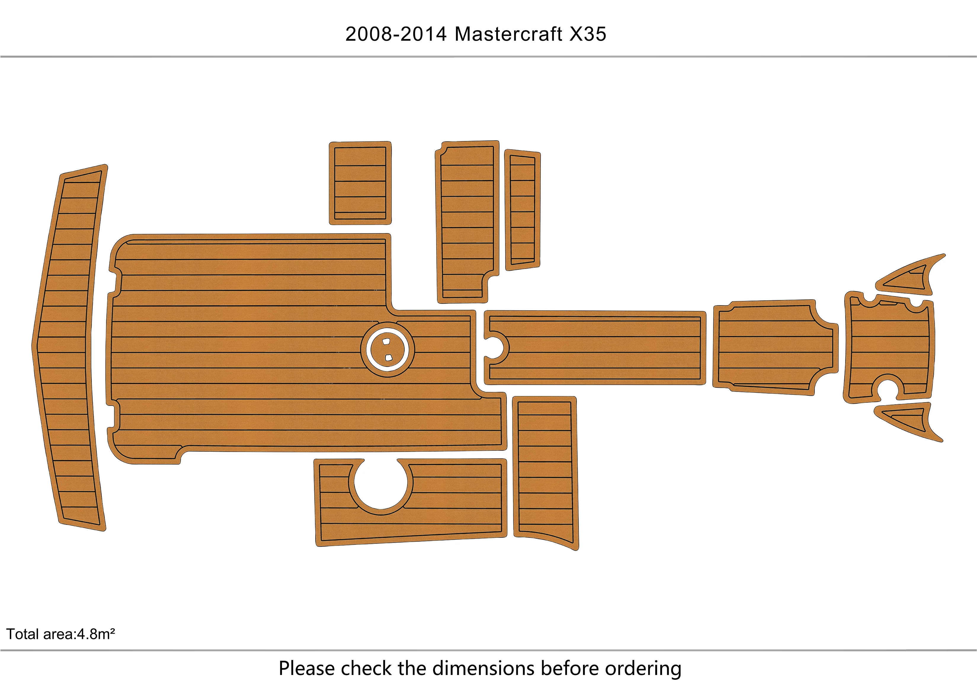 Eva foam Fuax teak seadek marine floor For 2008-2014 master craft x35 Cockpit Swim platform bow 1/4