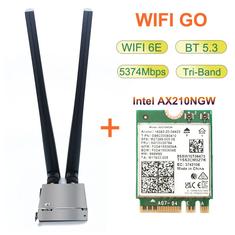 WiFi 6E AX210 Network Card 5374Mbps BT5.3 WiFi Go Wireless Adapter For Asus H610M-A B660M B550 Z370 X470 PC motherboard