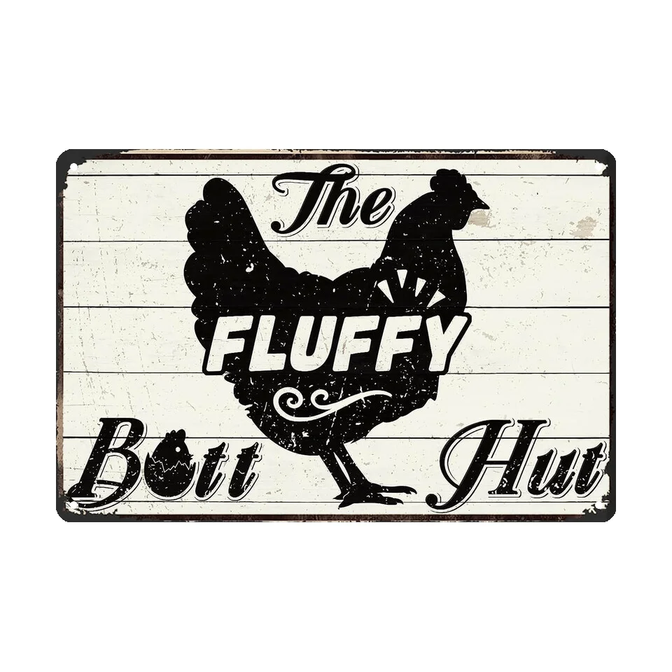 Fluffy Butt Hut Vintage-Style Metal Sign, Wall-Mounted Decor for Home & Bar, Vintage Home Decor