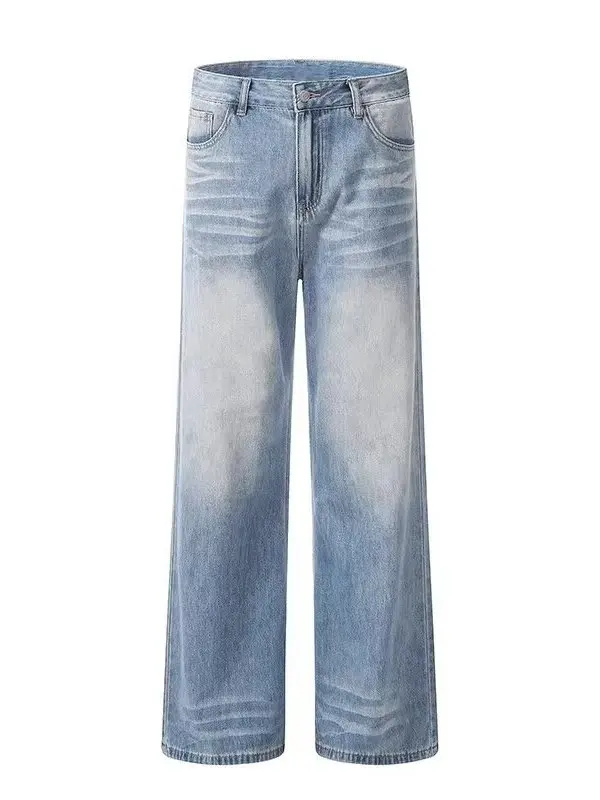 

Мужские джинсы в стиле ретро: американский уличный дизайн, прямой крой, широкие штанины, повседневные, молодежные, модные