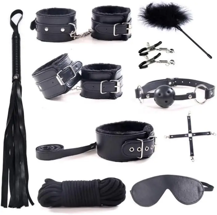 

Sex Restraining Bondage BDSM Kit, 10 Pieces Set Bondage Restraints Kits Fetish Bed Restraints Set for Beginners SM Adult Games