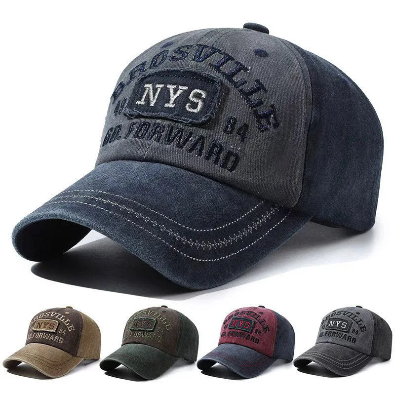 Men's and Women's Washed Cotton NYS Embroidery Versatile Vintage Baseball Cap Casual Ins Trendy Sun Protection Duckbill Cap