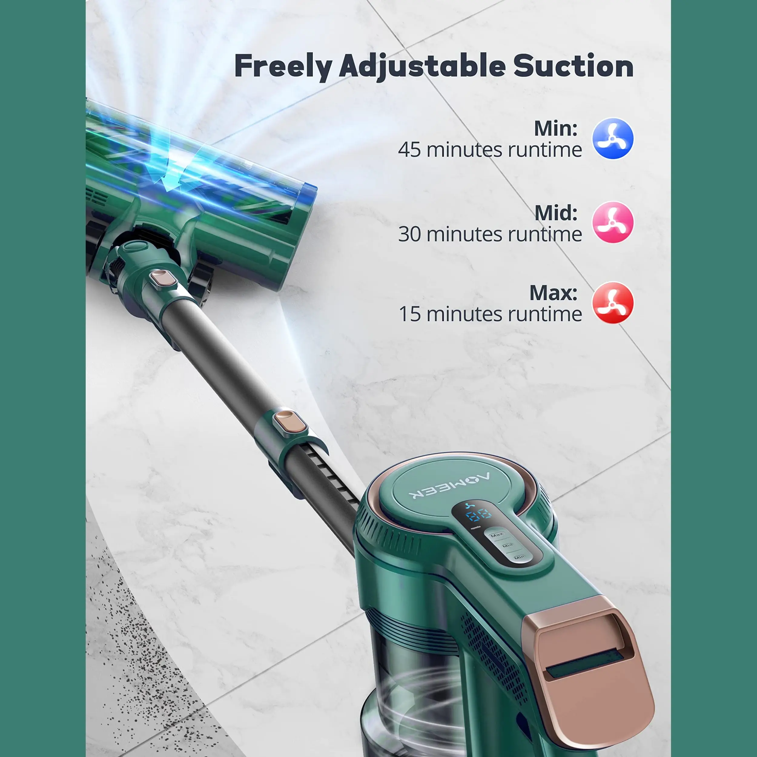 Cordless Vacuum Cleaner, 350W Super Suction for Home, Light-weighted  Vacuum for Pet Hair/Carpet/Floor, Green Color, Factory