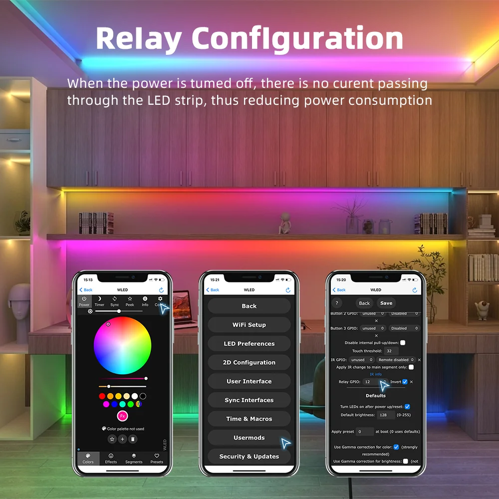 DOMRAEM ESP32 USB-C WLED وحدة تحكم LED رقمية RGB IC لتقوم بها بنفسك APP 16A الصمامات يعمل مع شريط HA/MQTT/Alex WS2811/12/12B/14/05 Sk6812