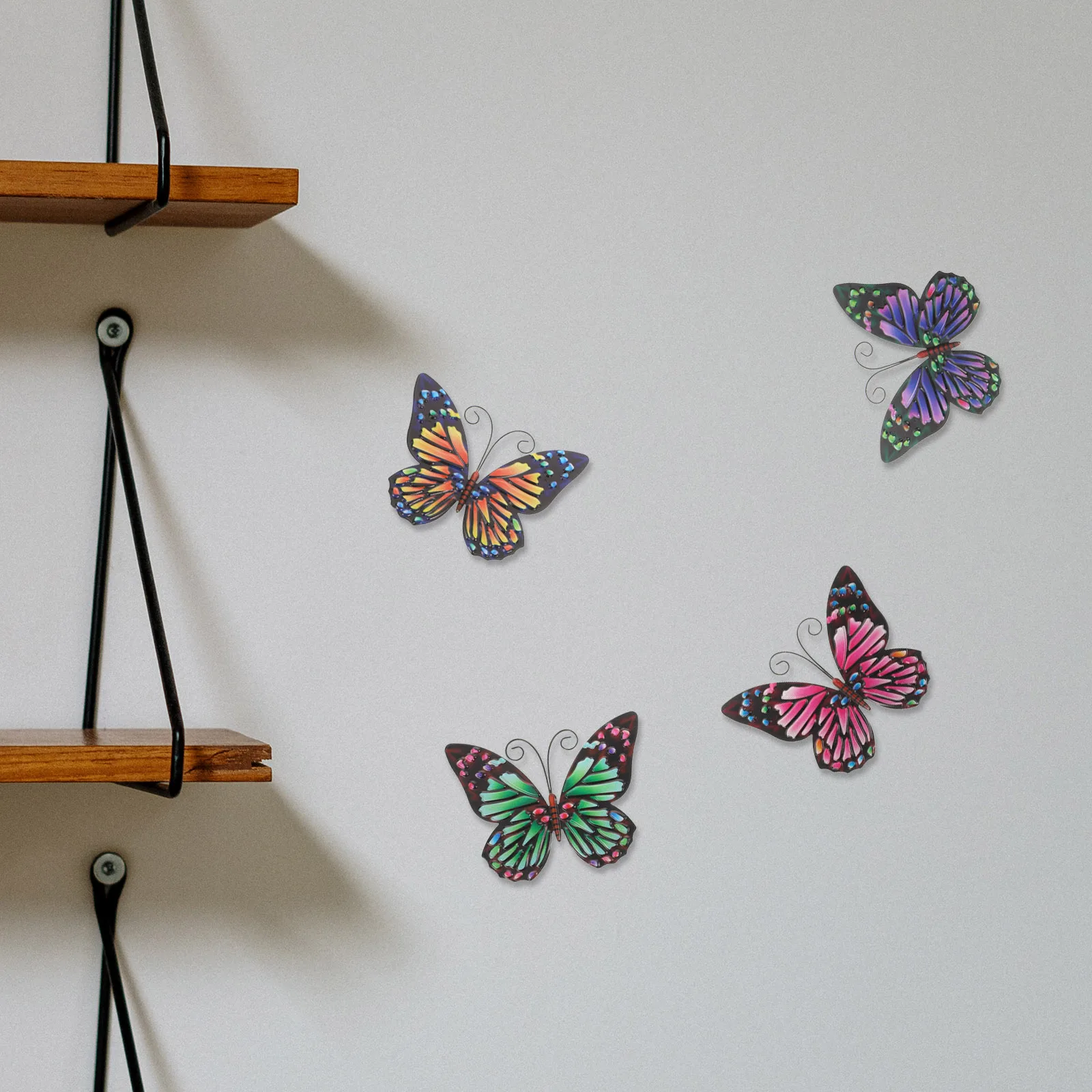 

4 Pcs Iron Wall Decor Assorted Color Butterflies Home Office Garden Hanging nament Metal Art Craft Sculpture Patch