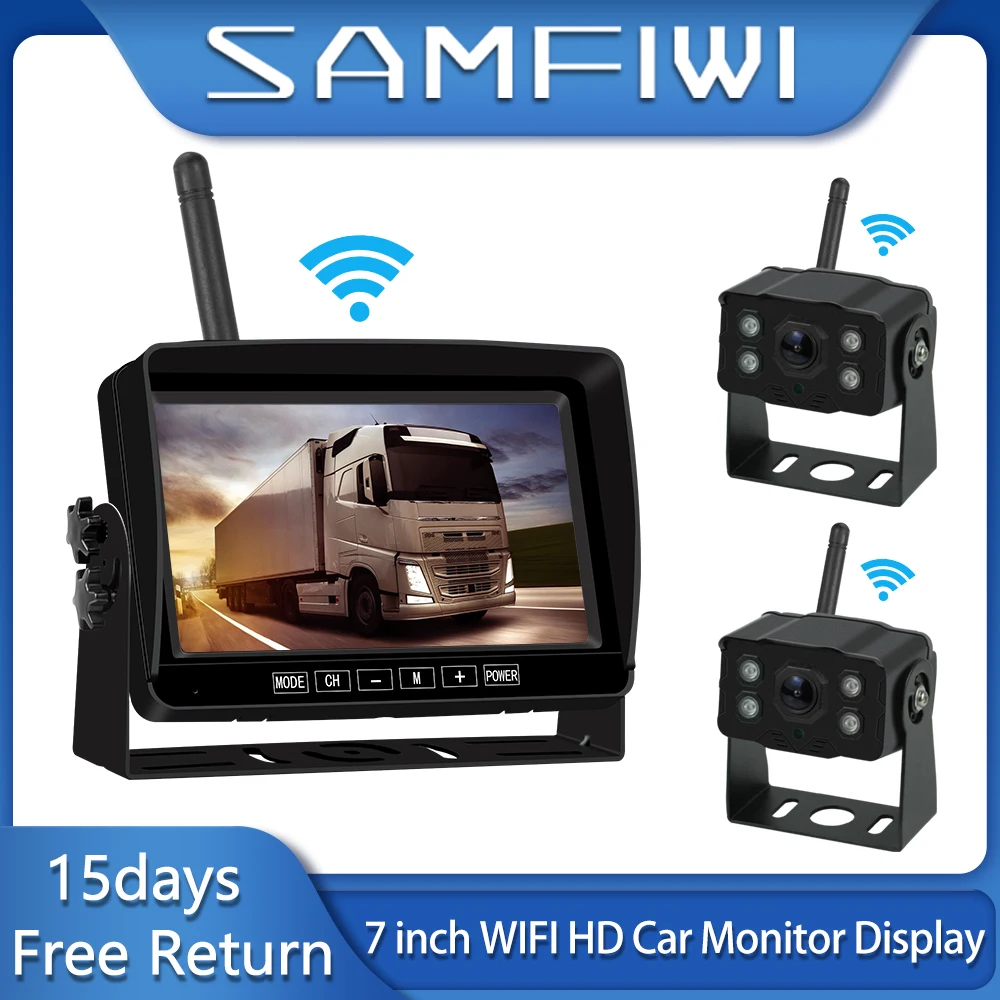

7 inch Wireless Truck Monitor CMOS IR Night Vision Reverse Backup Wifi Camera Parking System Display for Car