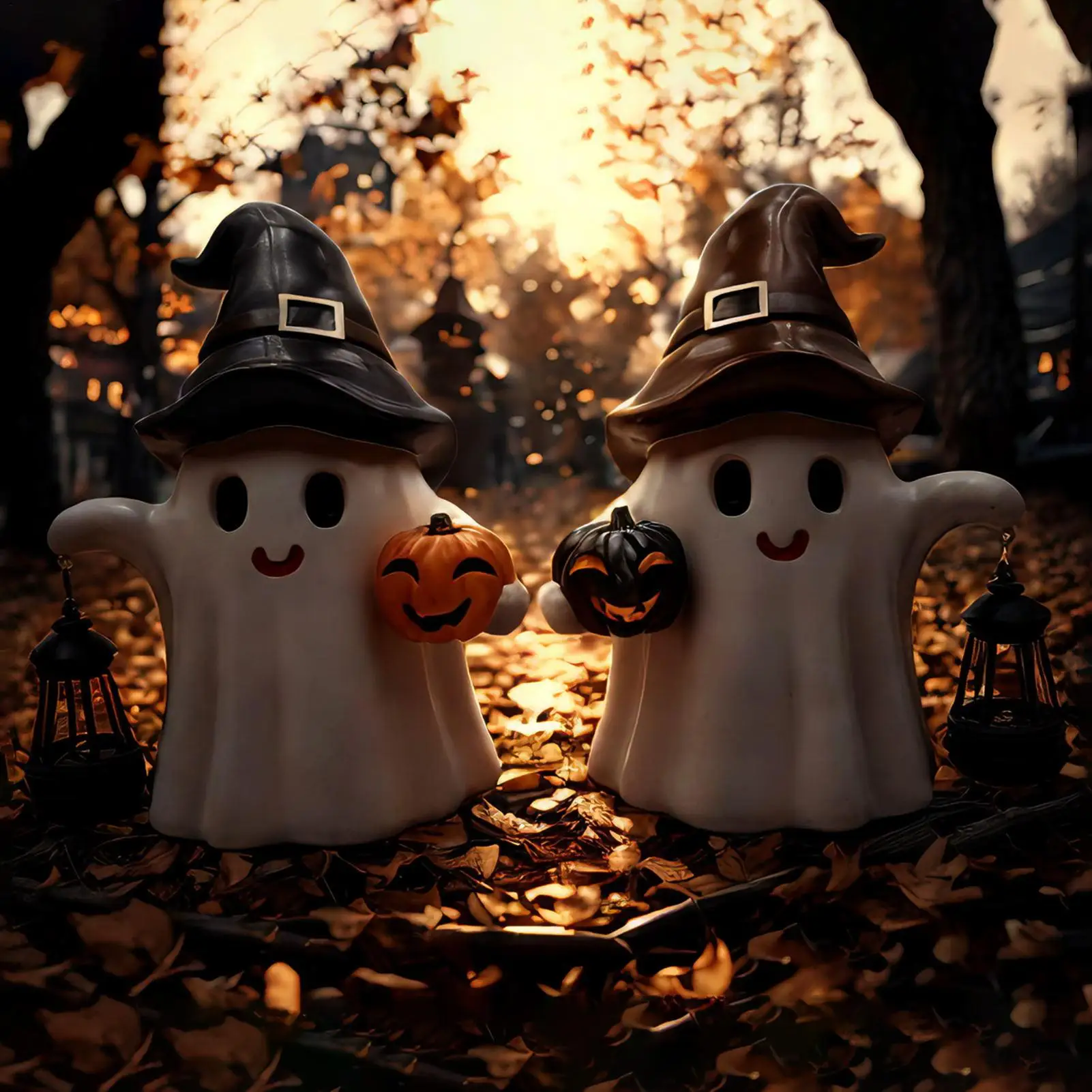 

Солнечные садовые статуи, статуя фонаря-призрака, водонепроницаемая тыква-призрак, милые украшения, фонарики, скульптура для дома на день рождения