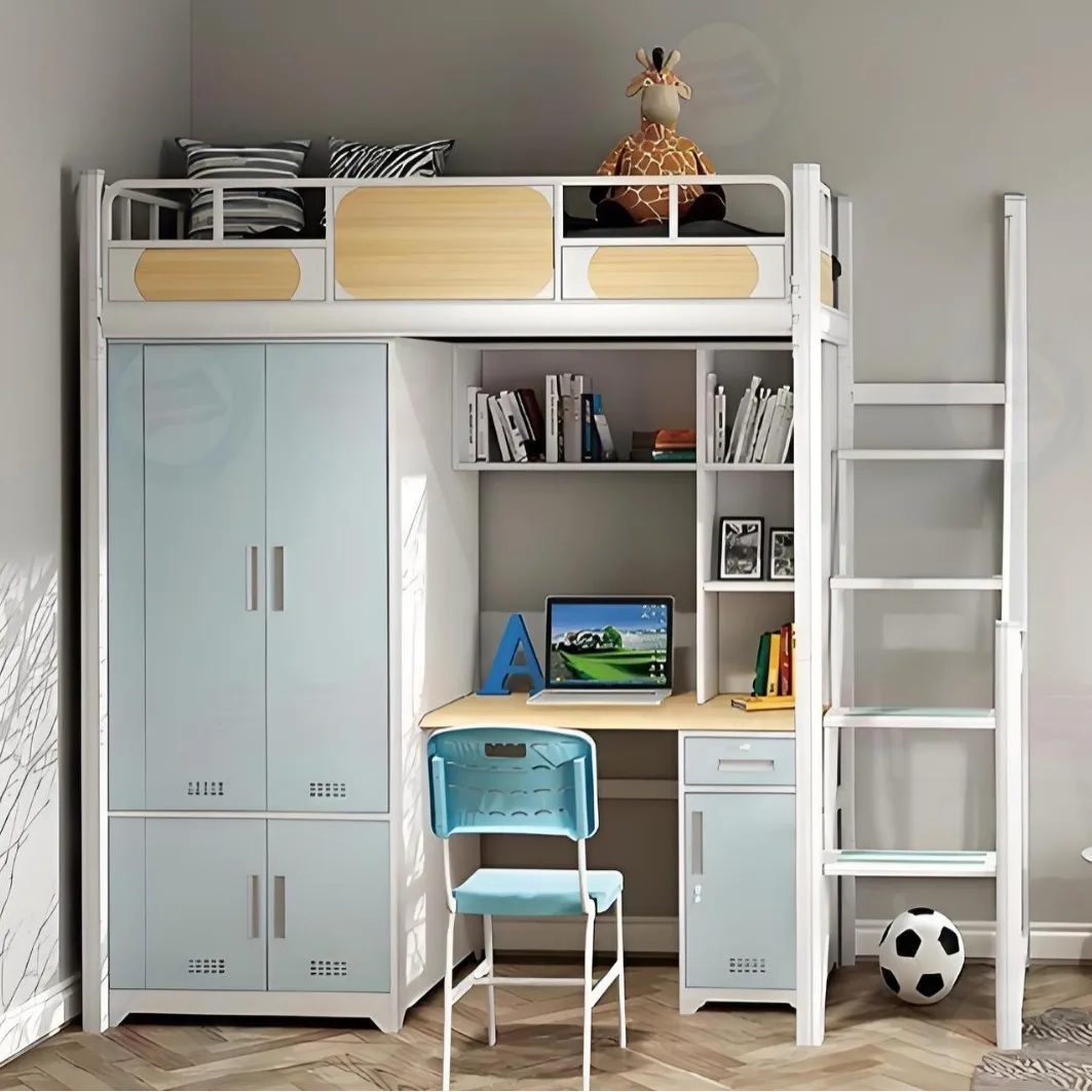 Combination sheet Double wrought iron high and low Storage bed Iron shelf bed Bunk bed