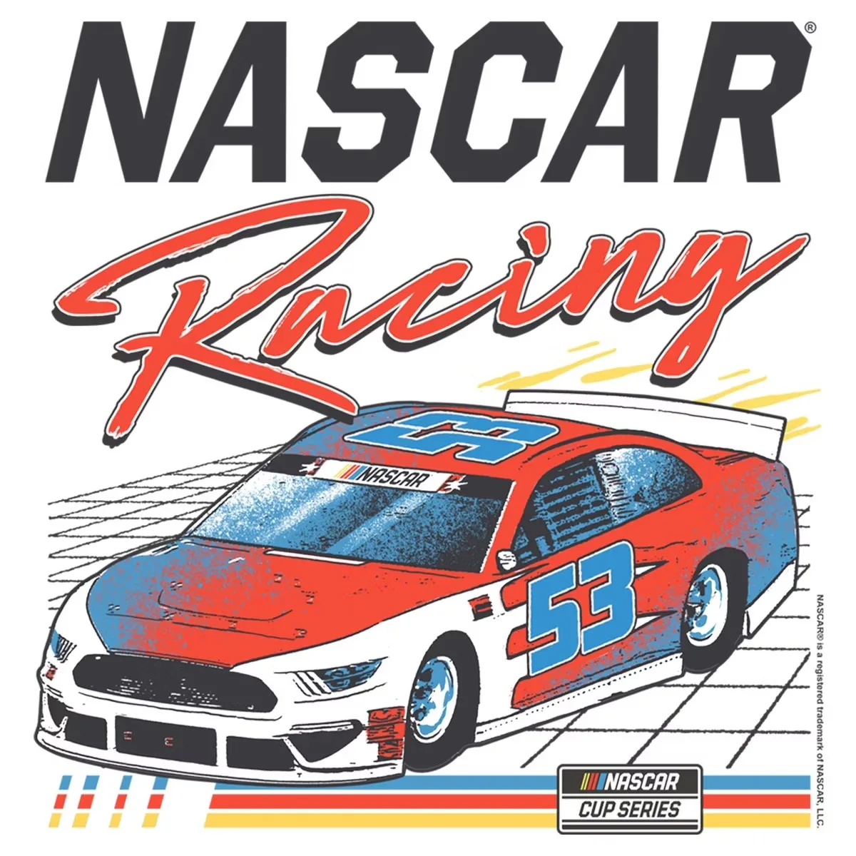 NASCAR Racing Car 53 Retro Grid Graphic T-Shirt Cotton Men Women Streetwear Tee