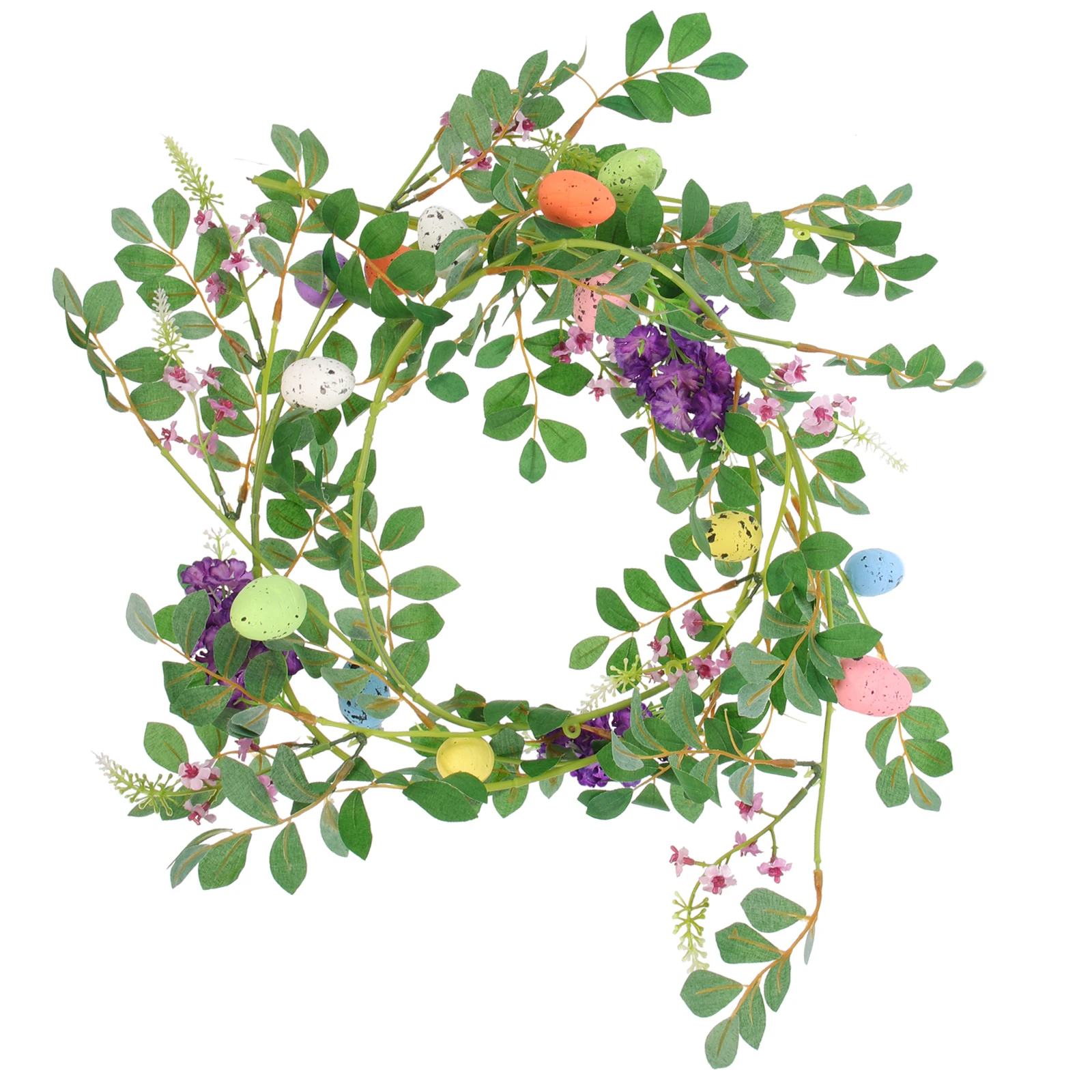 

Easter Foam Plastic Silk Egg Wreath Hanging Wall Door Decorations Bright Color Easter Wreath Decor Festive Themed