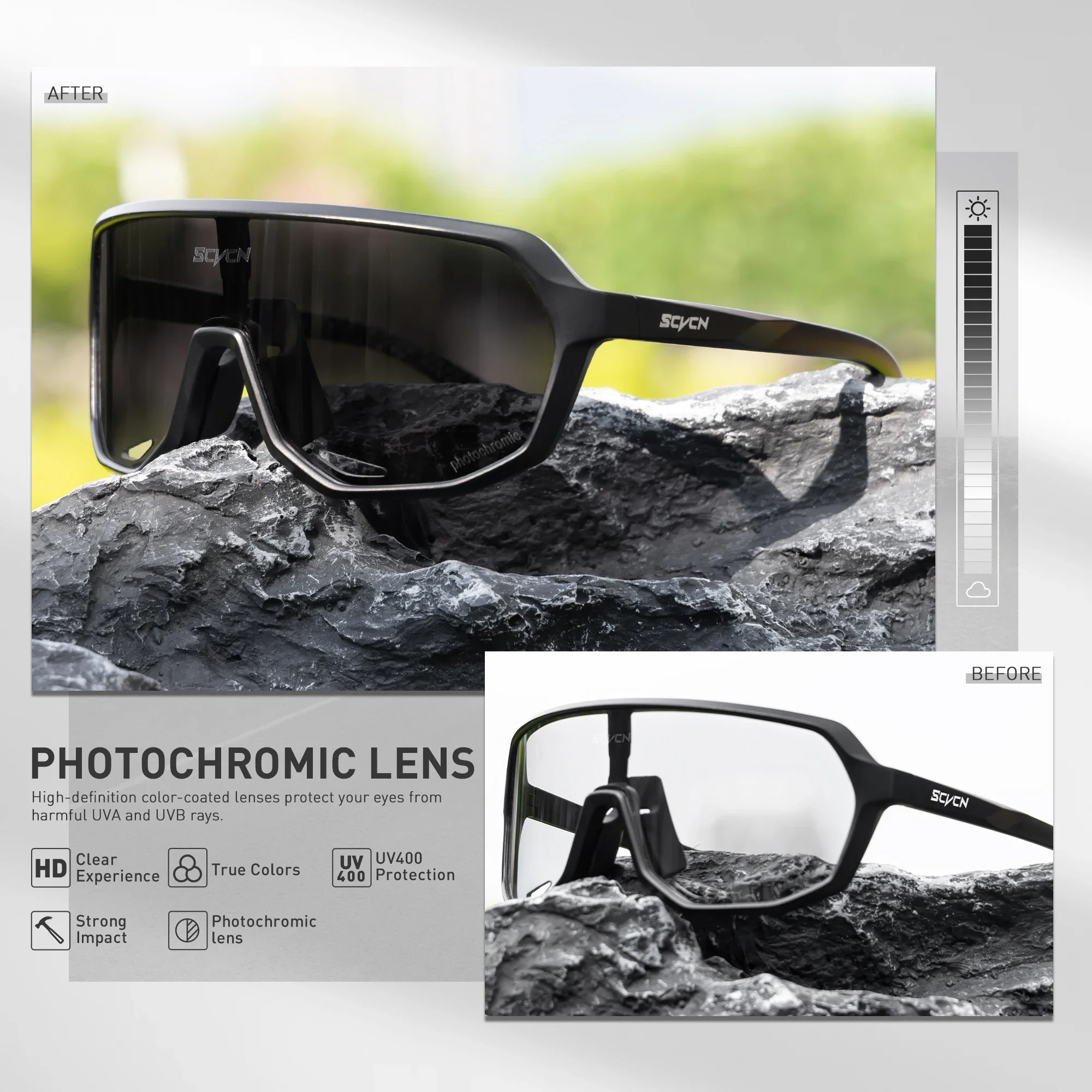 نظارات SCVCN للمشي لمسافات طويلة نظارات رياضية للرجال MTB دراجة دراجة رياضية UV400 للصيد والقيادة وركوب الدراجات نظارات شمسية عصرية