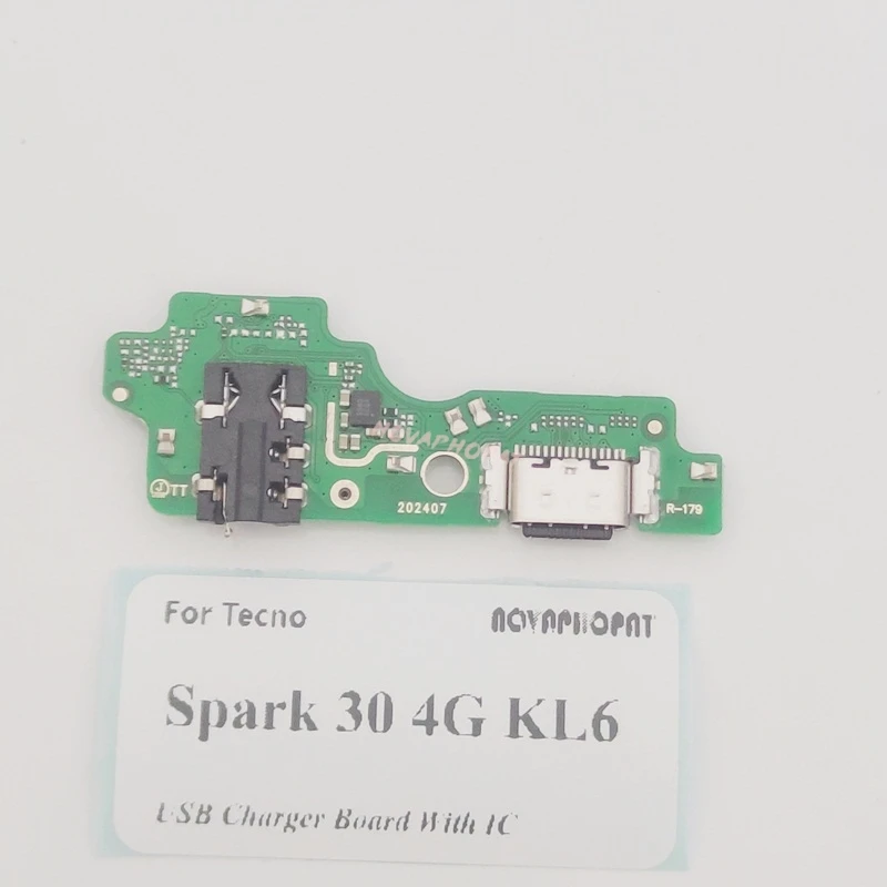 Novaphopat For Tecno Spark 30 4G KL6 USB Dock Charging Port Plug Charger Board Microphone MIC Flex Cable