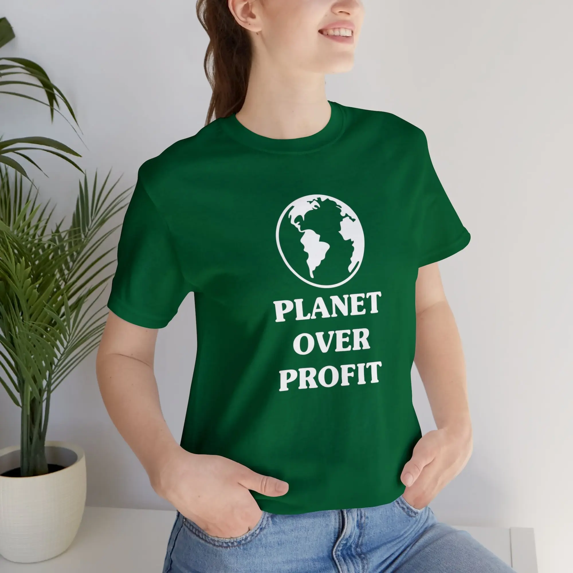 Plant Over Profit Leftist Green New Deal Ecosocialism Progressive Politics Conservation Environment Earth Justice T Shirt