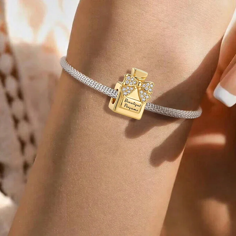 925 Sterling Silber Motorrad-Schale Sonnenblumen-Gold-Serie Charm-Anhänger für Armbänder DIY Hochwertiger Damenschmuck – Detail 11