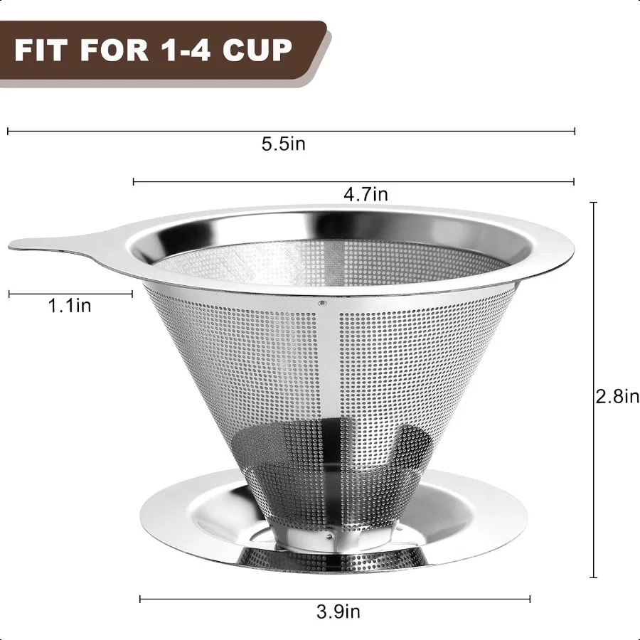ترقية صب على فلتر القهوة قطارة القهوة Paperl M صانع فلتر القهوة الفولاذ المقاوم للصدأ واحد إلى اثنين كوب حفظ القهوة الطبيعية #3