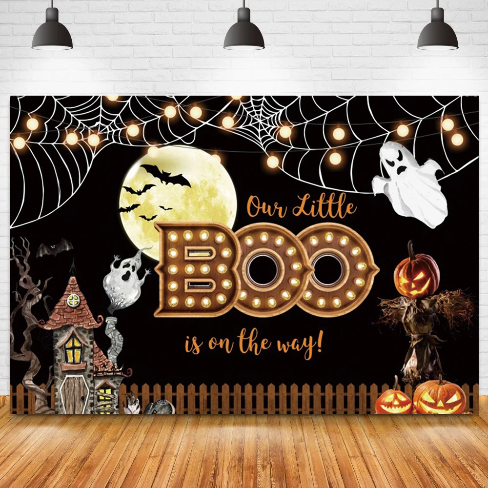 Yo Ghoul-telón de fondo de halloween, telaraña de Boo, calabaza, cumpleaños de niños, puntos brillantes, retrato de fiesta, accesorios para sesión fotográfica