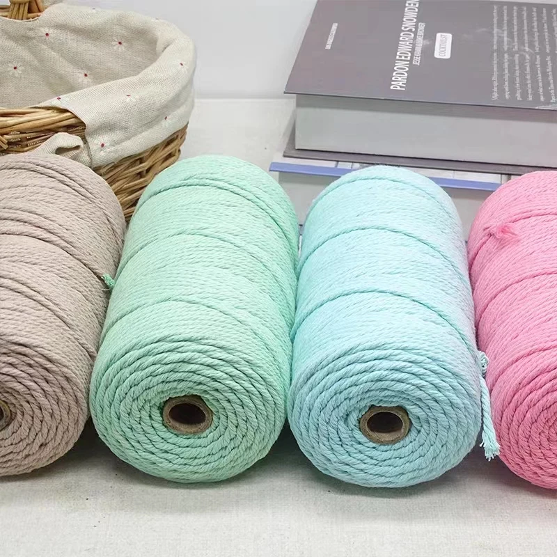 100% Natural Macrame Cord 4mm 11Yards Colored Cotton Rope Craft for DIY Crafts Knitting Plant Hangers Home Decoration