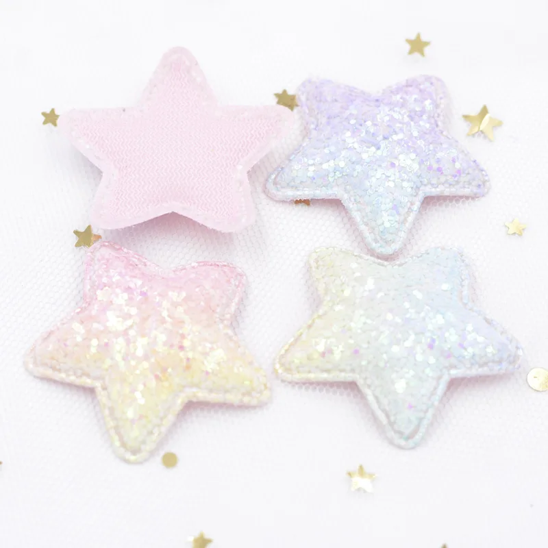 4CM Bling Iridescence Appliques for Hair BB Clip Decor Star Padded Patches for DIY Crafts Clothes Headwear Hat Accessories