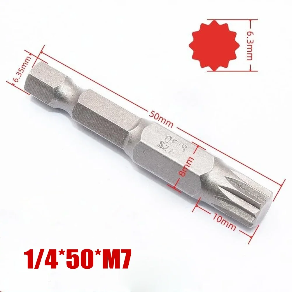 Punte per cacciavite Torx ad alta durezza da 50mm con testa a 12 punti in M 12 dimensioni perfette per cacciaviti elettrici e trapani ad aria