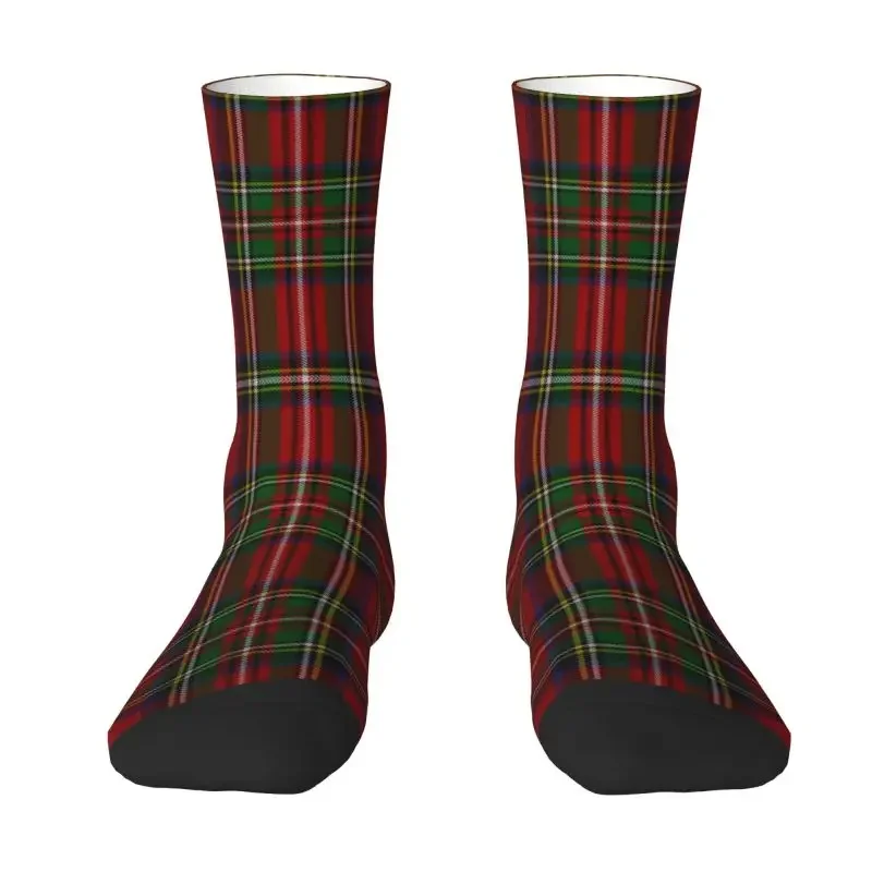 Cool Men's Royal Tartan Plaid Dress Socks Unisex Warm Breathable 3D Printed Classic Gingham Crazy Crew Socks