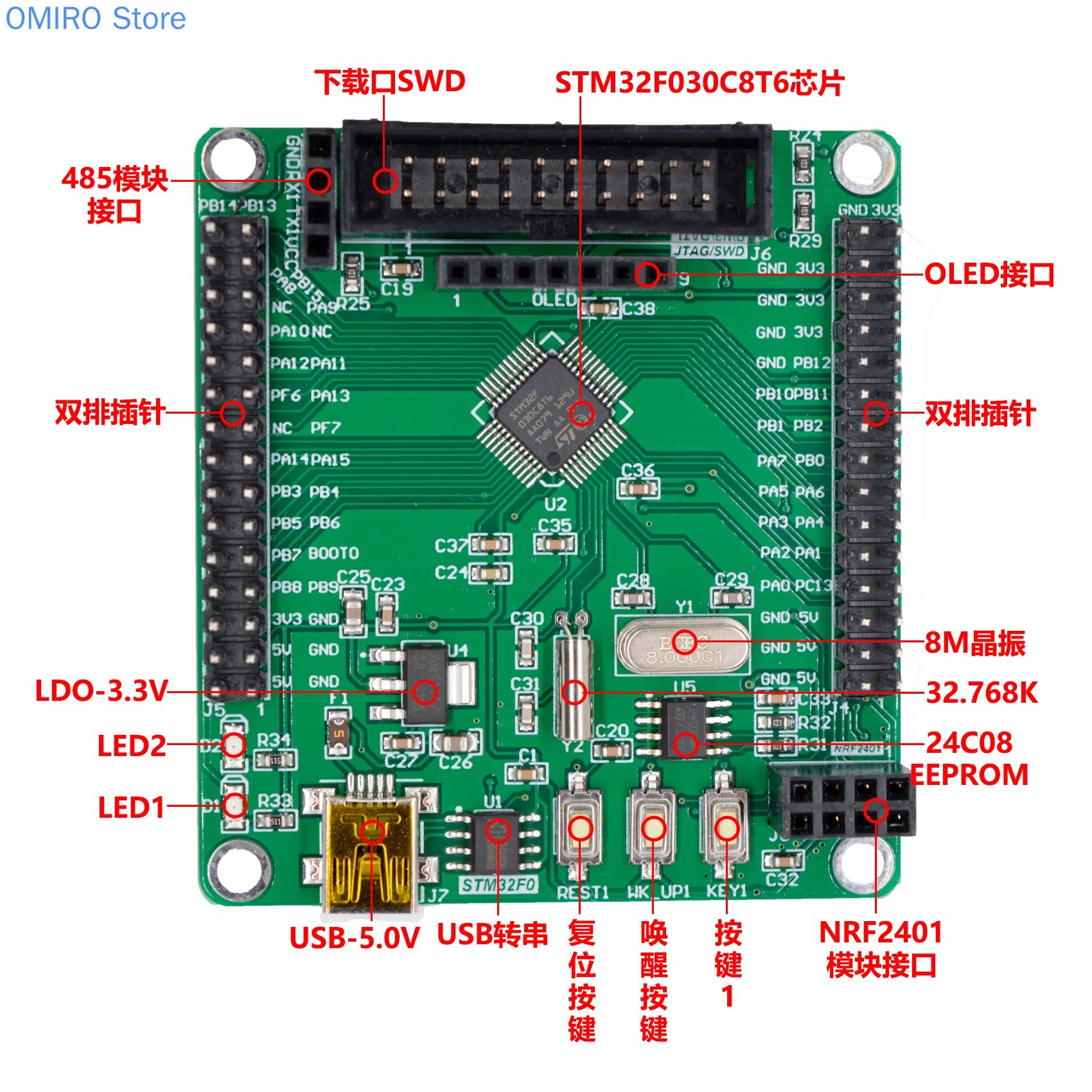 STM32F030C8T6 Development Board Stm32f0 Learning Board Core Board Evaluation Board