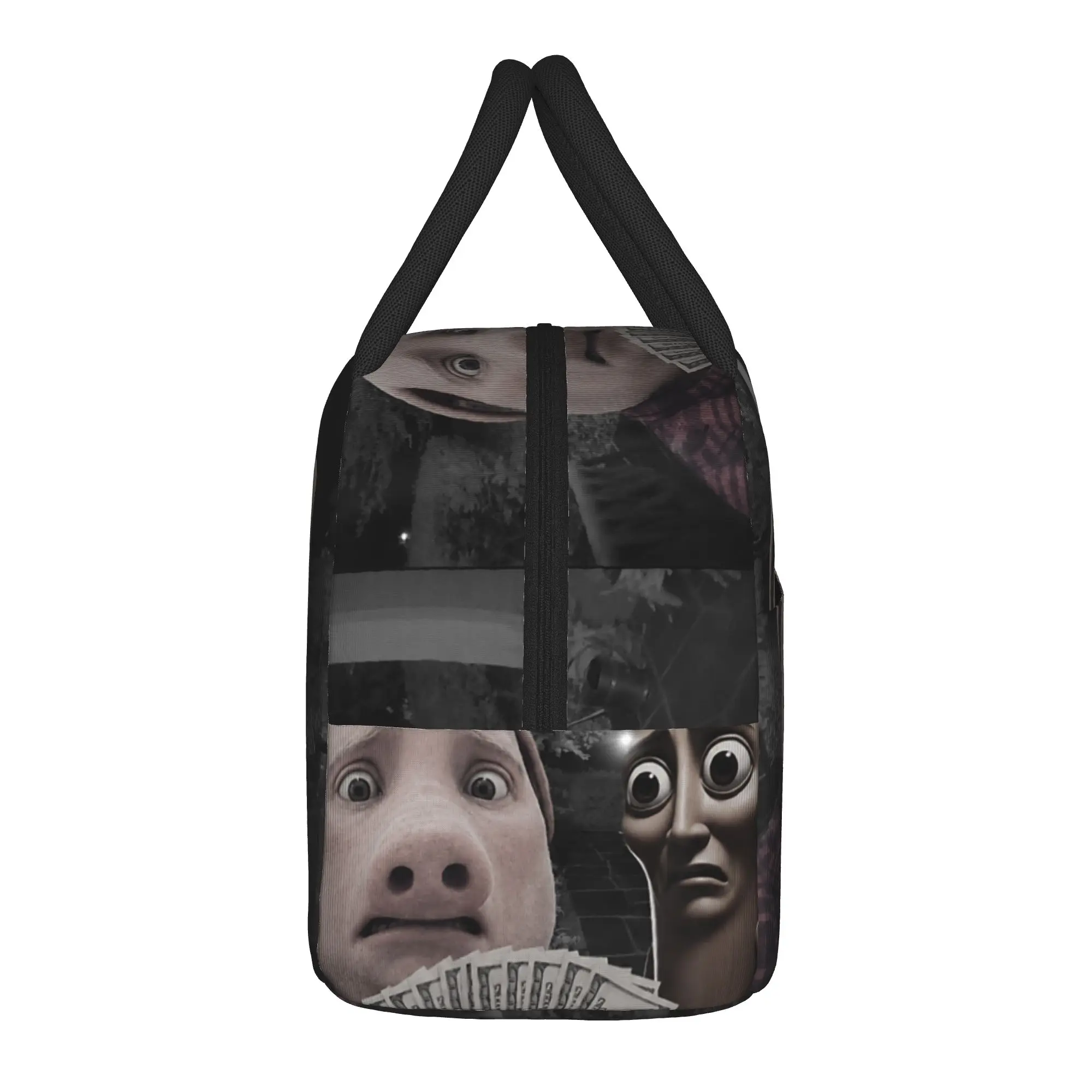 John Pork and Tung Tung Tung Sahur Front Door Motion Lunch Bag Portable Zipper Lunch Box Men Picnic Graphic Design Cooler Bag