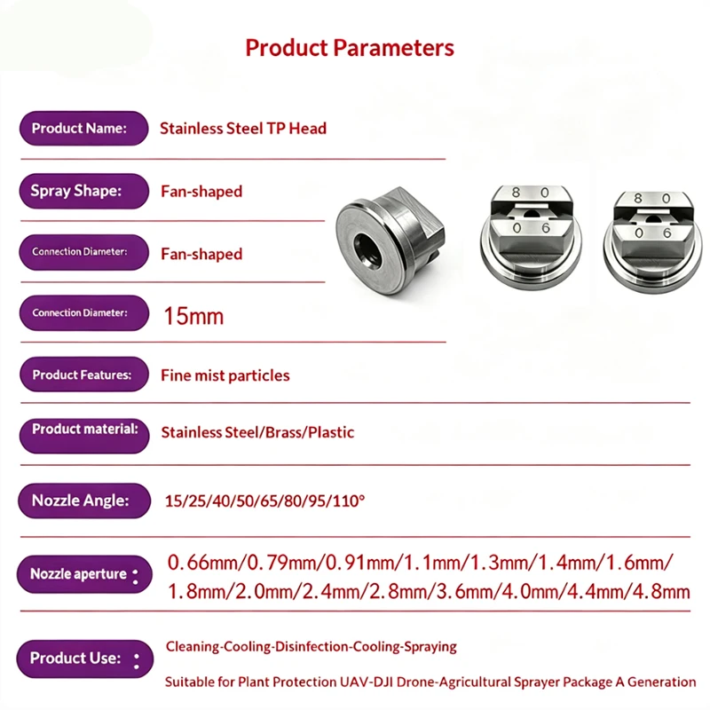 Pesticide Spraying TP Nozzle 15/25/40/65/80/110 Degree Flat Fan Jet Spray Nozzle For Agricultural Crop Protection Drones