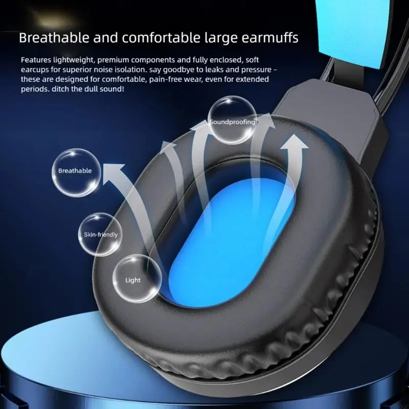 Adjustable Suspension Headband PC Gaming Headsets With Soft Memory Foam Cushions D5QC