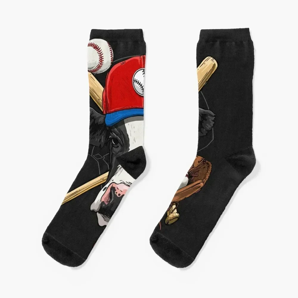 Cow Baseball Cow Lovers Baseball Player Socks anti-slip professional running golf custom Socks For Men Women's