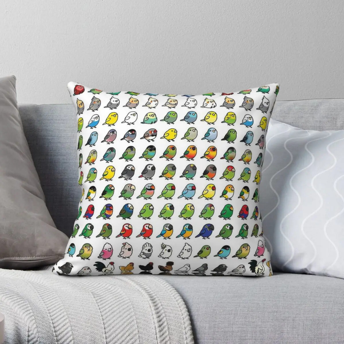 Parrots Macaw Everybirdy Collection Square Pillowcase Polyester Linen Velvet Pattern Decor Throw Pillow Case Home Cushion Cover