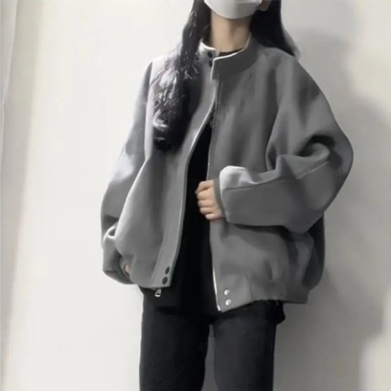 

Hot2026Spring Autumn New Women Simple Retro Casual Tops Light Luxury High-End Feel Versatile Western Style Stand Collarjacke