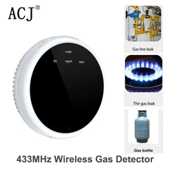 ACJ-Gás Leak Alarm Sensor, Detector Combustível Natural, Metano Biogás, Uso para Home Alarm, Host Security System, PG103, H501, 433MHz