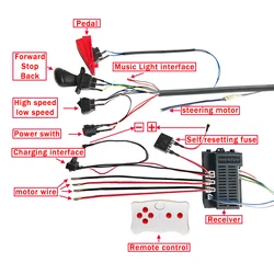 12V 24V DIY Self-Made High-Power Children Electric Ride on Baby Car Switch Remote Control Controller Swing Wires Harness Kit Set
