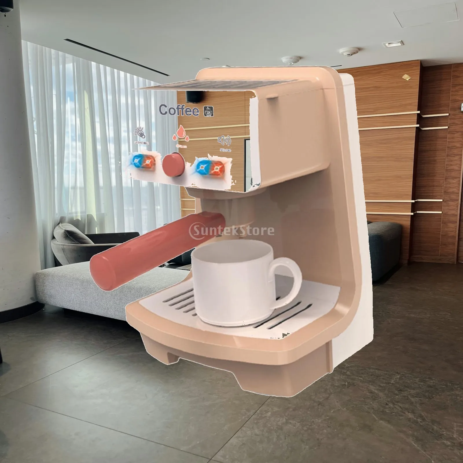 Toy Coffee Maker with Sound and Lights Develops Life Skills Pretend Play Kitchen