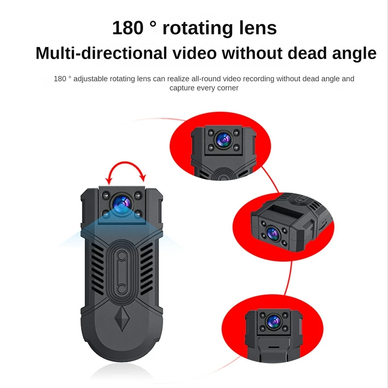 1080P HD Night Vision Mini Camera Motion Detection Body Worn Camera 180° Rotation Bike Camera