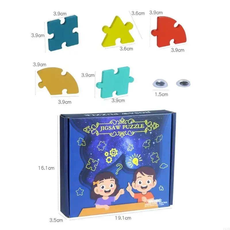 F62d Wooden Puzzle Learning Couleur Couleur puzze peinte