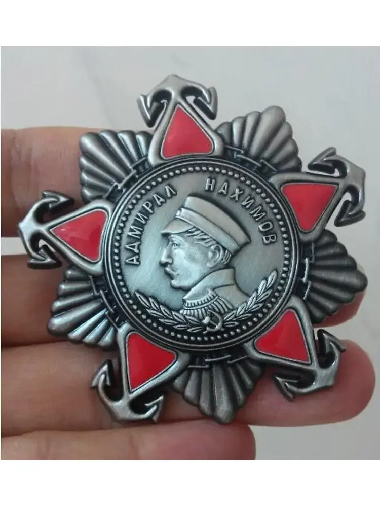 1pcs Bronze retro fashion Red enamel embellishment medal Order of Admiral Nakhimov of the Soviet Union Commemorative Medals