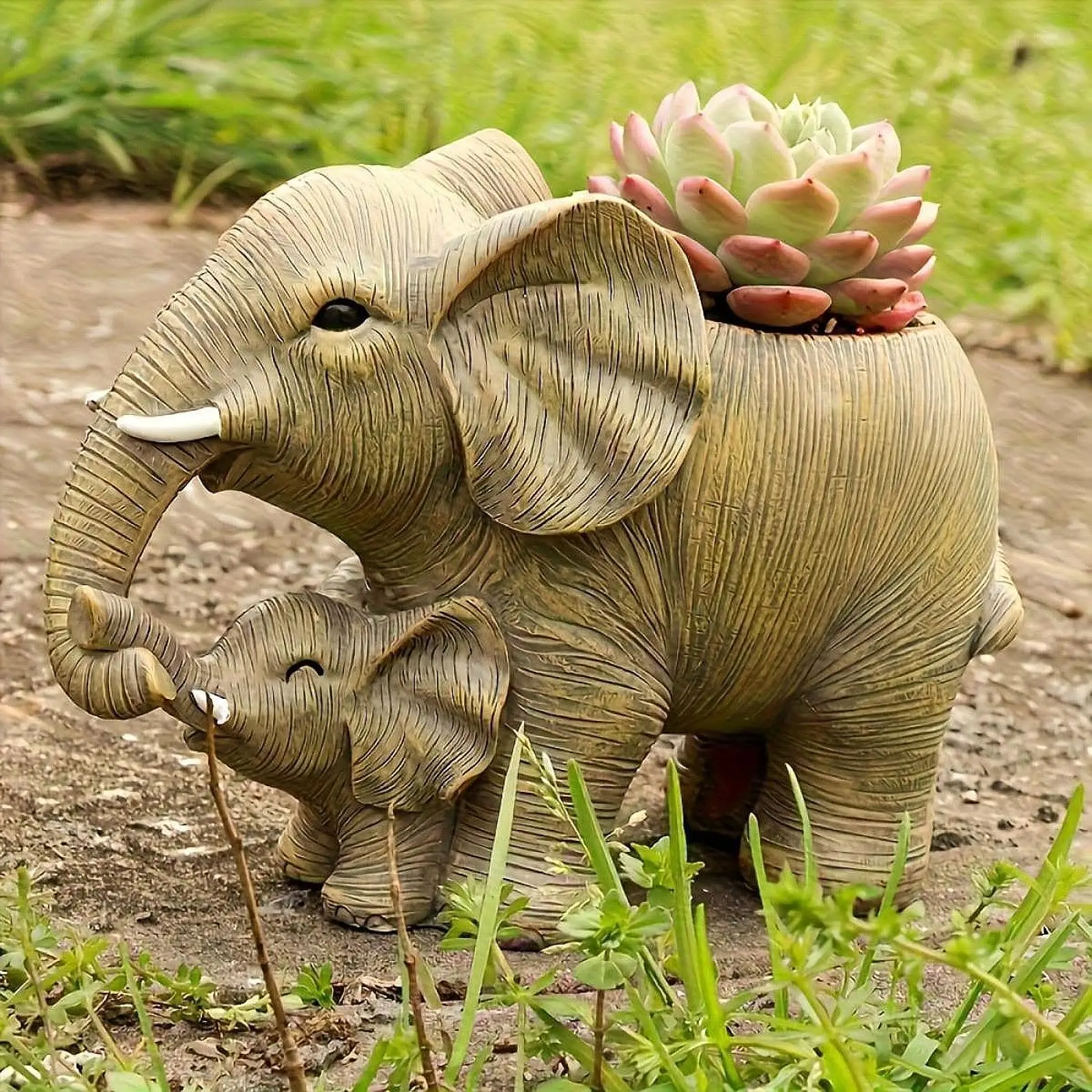 Maceta con forma de elefante, florero en miniatura, adorno para el hogar, maceta con forma de animal, contenedor para plantas, para dormitorio, estante, granja, balcón