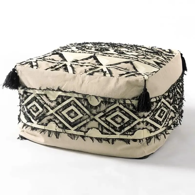 

Handmade embroidered futon seat pier bean bag lazy sofa stool soft ottoman shoe changing stool square stool