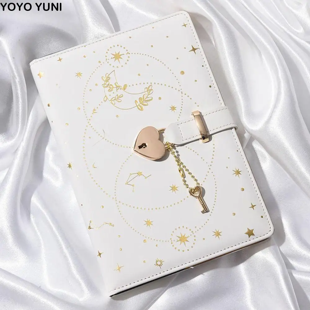 Heart Key Lock Password Notebook Diary Book Stationery A5 Notebook With Lock Love Girl Diary Smooth Writing Travelers Journal