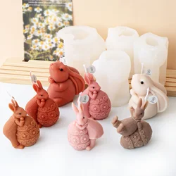 3D Easter Egg Cute Bunny Silicone Candle Mold DIY Rabbit Candle Epoxy Making Mould Cake Decor Animal Painting Plaster Doll Gifts