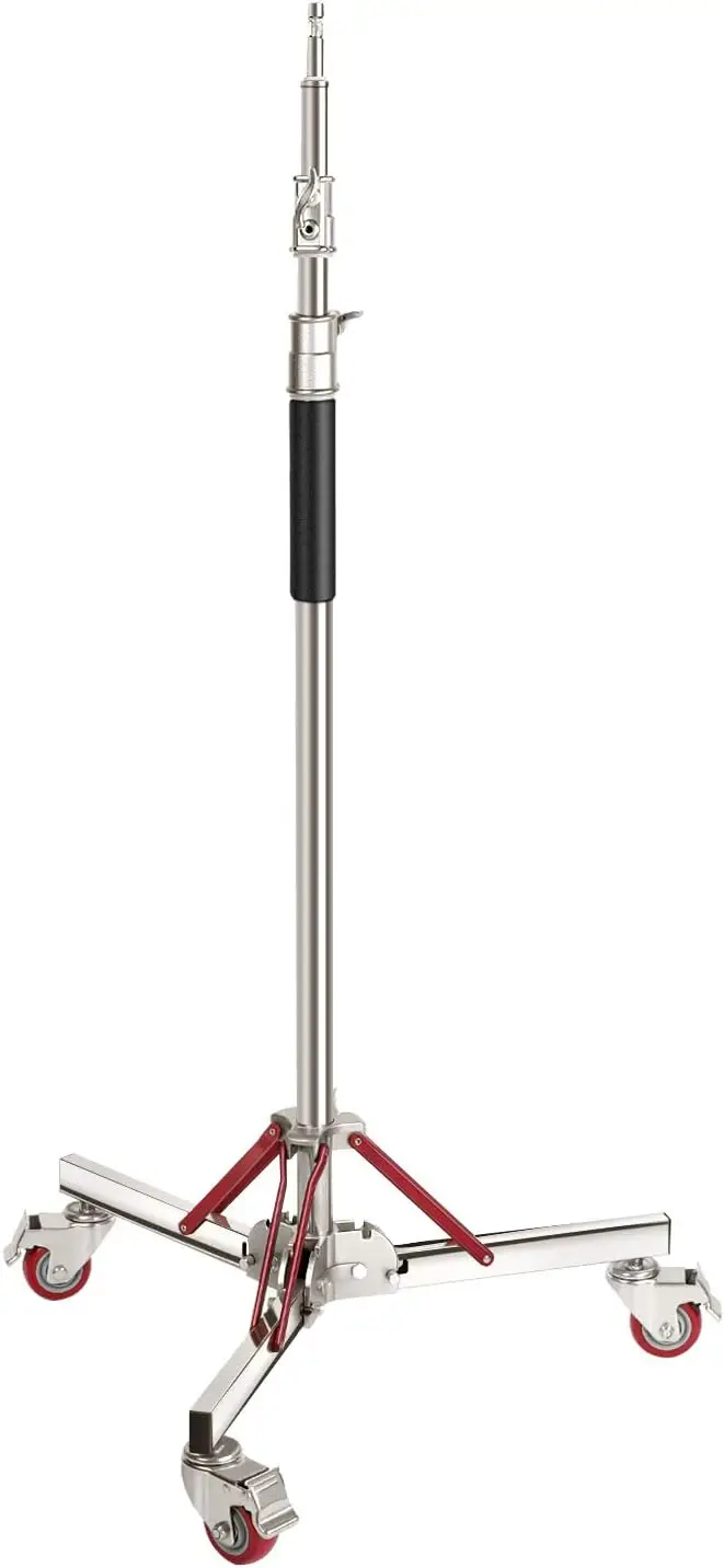 

Heavy Duty Adjustable Tripod Stand with Wheels, Stainless Steel Studio Light Stand for Softbox and Monolight, Max Height 10ft