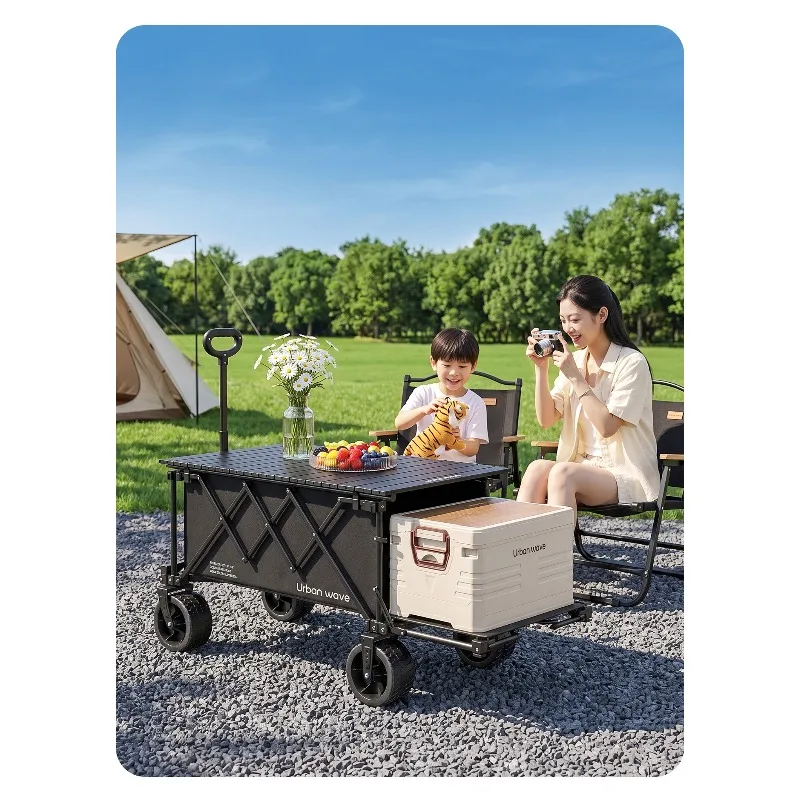 Folding Camping Wagon Cart Outdoor Collapsible Trolley Reclining for Kids Picnic Camping Gathering Travel Camp Trailer - view 2