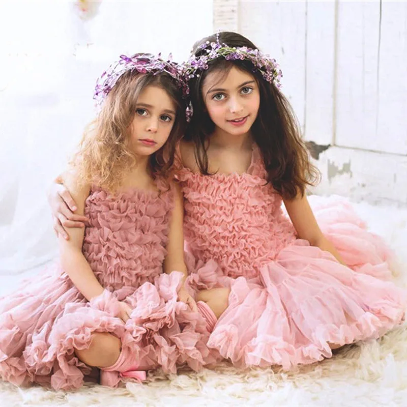 Baby Girl Princess Puffy Skirt Kids Ballet Party Kids Show Dress Tutu Skirt Girl Dress Solid Color Fluffy Tulle Cake Dress