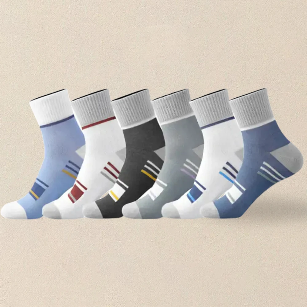 5 Pairs Men Small Medium-Sized Leg Socks Trendy Versatile Striped Socks Sweat Wicking Odor Resistant Comfortable Casual Socks