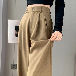 2024 New Spring Summer High Waist Suit Wide Leg Women's Full Pants Female Elegant Minimalism Straight Loose Chic Trousers