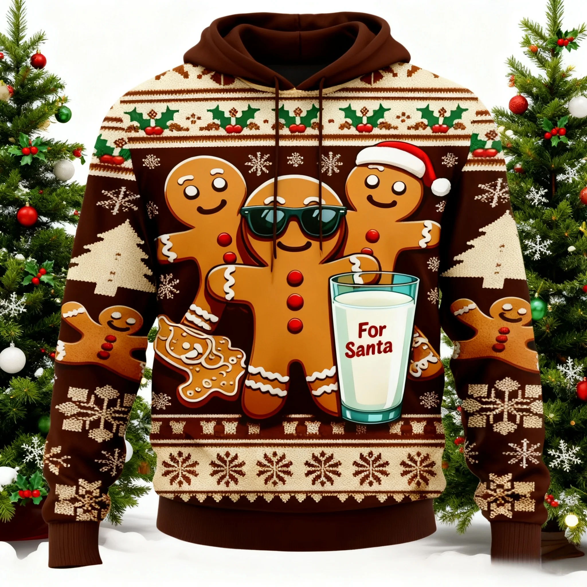 Men's and Women's Hoodies Santa Snowflake 3D Printed Sweatshirt Warm hoodie for man Street Winter Holiday Fashion Men's clothing