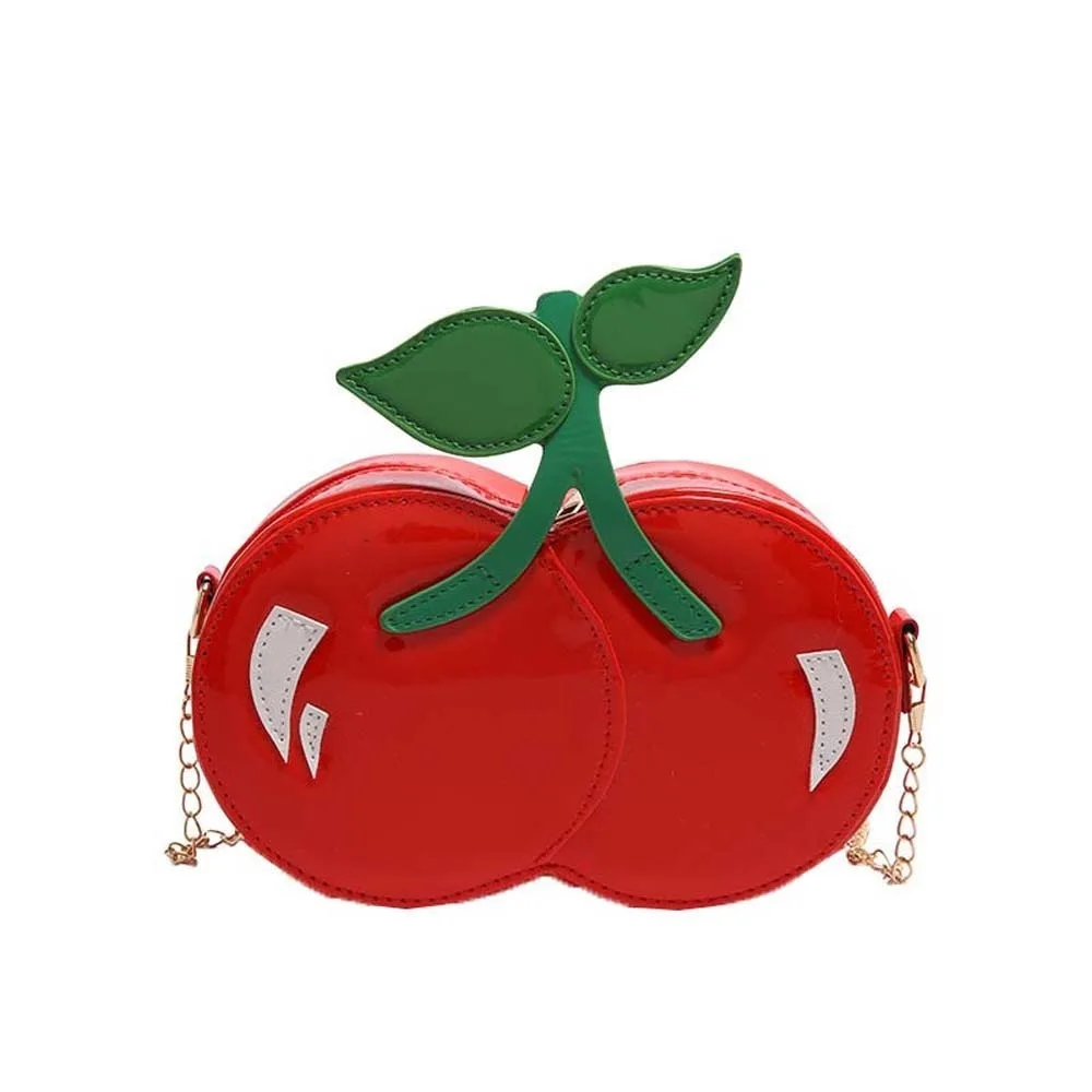 Trendy Kawaii Chain Cherry Shape Bag Waterproof Creative Red Fruit Crossbody Bag Polyester Lightweight PU Shoulder Pouch Women